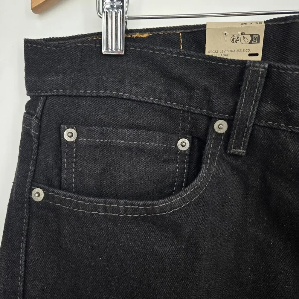 NWT Levis 505 Denim Jeans Mens 36x30 Regular Fit Straight Leg Black 100%‎ Cotton